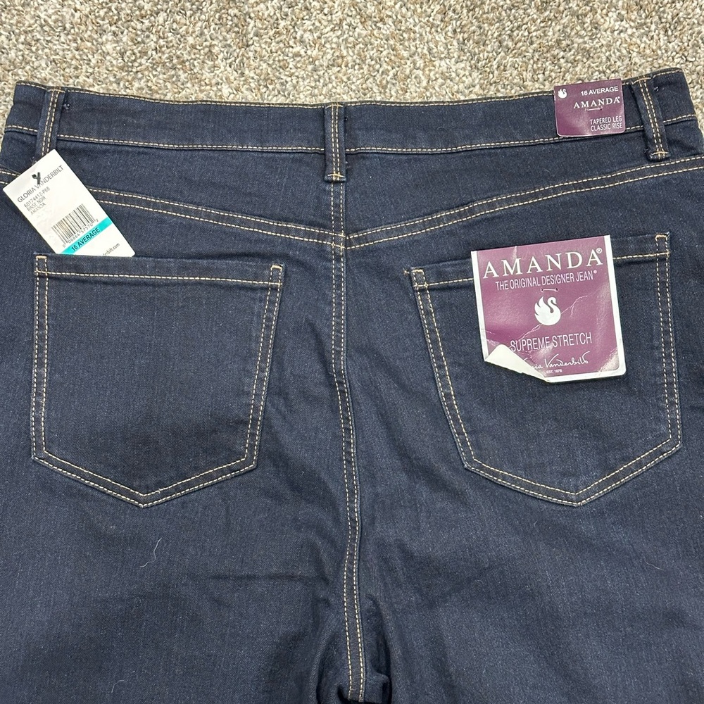 Gloria Vanderbilt 16 XL Jeans Navy Blue Stretch Slimming Amanda High Rise NWT - Picture 7 of 11